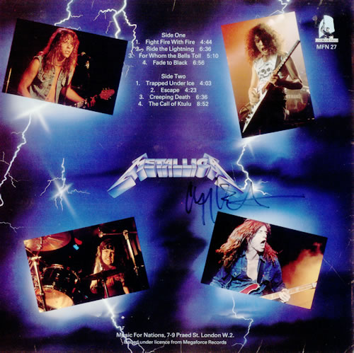 Metallica Ride The Lightning - Autographed UK vinyl LP album (LP